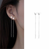 Drop Ear Line Long Hanging Earrings For Women Rose Gold Color Zircon Crystal Piercing Threader Earing Ear Accessories Jewelry