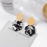 POXAM New Korean Statement Earrings for women Black Cute Arcylic Geometric Drop Small Female Earrings Brincos 2022 Trend Jewelry