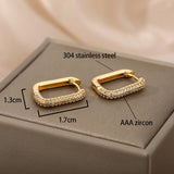 Square Circle Hoop Earrings For Women Luxury Stainless Steel Earring 2023 Trend Elegant Wedding Jewelry Couple Gift aretes mujer