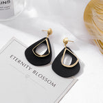 POXAM New Korean Statement Earrings for women Black Cute Arcylic Geometric Drop Small Female Earrings Brincos 2022 Trend Jewelry