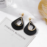 POXAM New Korean Statement Earrings for women Black Cute Arcylic Geometric Drop Small Female Earrings Brincos 2022 Trend Jewelry