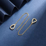 Drop Ear Line Long Hanging Earrings For Women Rose Gold Color Zircon Crystal Piercing Threader Earing Ear Accessories Jewelry