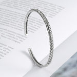 Silver Color Feather Cuff Bracelet for Men Women Vintage Adjustable Bracelet Bangle Fashion Jewelry