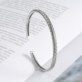 Silver Color Feather Cuff Bracelet for Men Women Vintage Adjustable Bracelet Bangle Fashion Jewelry