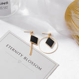 POXAM New Korean Statement Earrings for women Black Cute Arcylic Geometric Drop Small Female Earrings Brincos 2022 Trend Jewelry