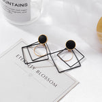 POXAM New Korean Statement Earrings for women Black Cute Arcylic Geometric Drop Small Female Earrings Brincos 2022 Trend Jewelry