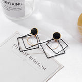 POXAM New Korean Statement Earrings for women Black Cute Arcylic Geometric Drop Small Female Earrings Brincos 2022 Trend Jewelry