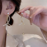 Trend Simulation Pearl Long Earrings Female Moon Star Flower Rhinestone Wedding Pendant Earrings Fashion Korean Jewelry Earrings