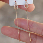 Drop Ear Line Long Hanging Earrings For Women Rose Gold Color Zircon Crystal Piercing Threader Earing Ear Accessories Jewelry
