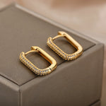 Square Circle Hoop Earrings For Women Luxury Stainless Steel Earring 2023 Trend Elegant Wedding Jewelry Couple Gift aretes mujer