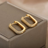 Square Circle Hoop Earrings For Women Luxury Stainless Steel Earring 2023 Trend Elegant Wedding Jewelry Couple Gift aretes mujer