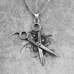 Scissors Haircut Barber Men Necklaces Pendants Chain Punk for Boyfriend Male Stainless Steel Jewelry Creativity Gift Wholesale